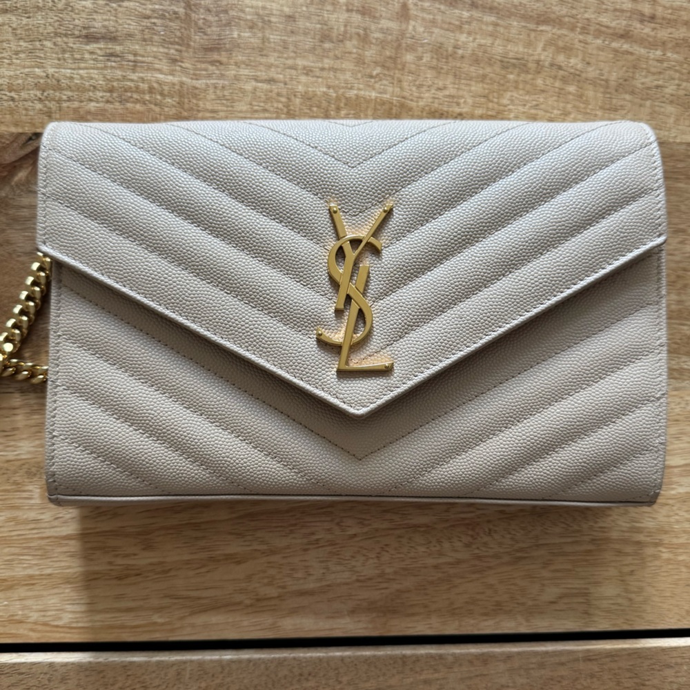 Yves Saint Laurent Beige Mini Bag with Gold Accent